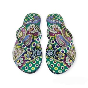 Vera Bradley Paisley Flip Flops Size 7 Size 8 Green Purple